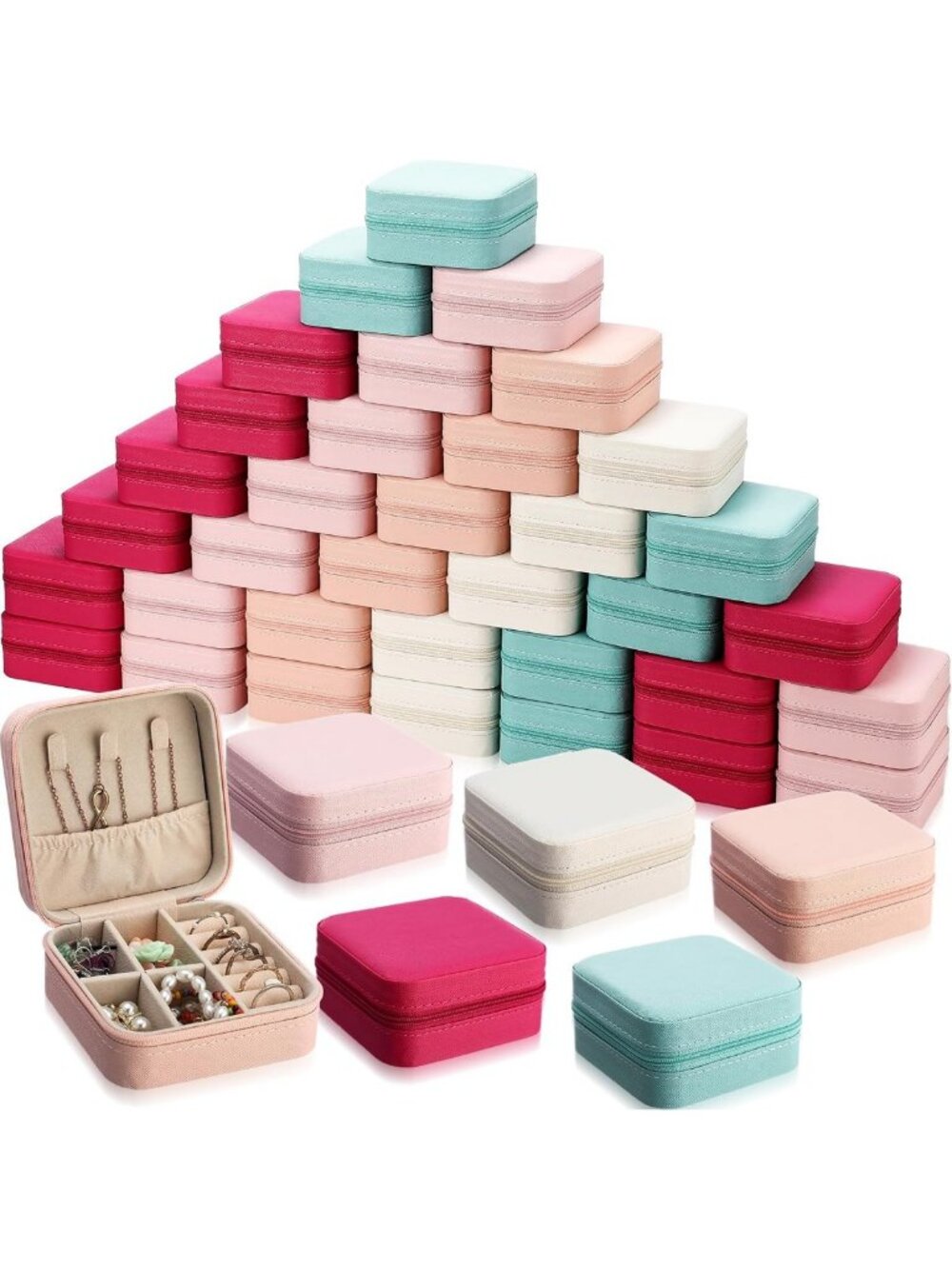 50 Pcs Macaron Color Travel Jewelry Organizer Case - Small & Stylish Storage